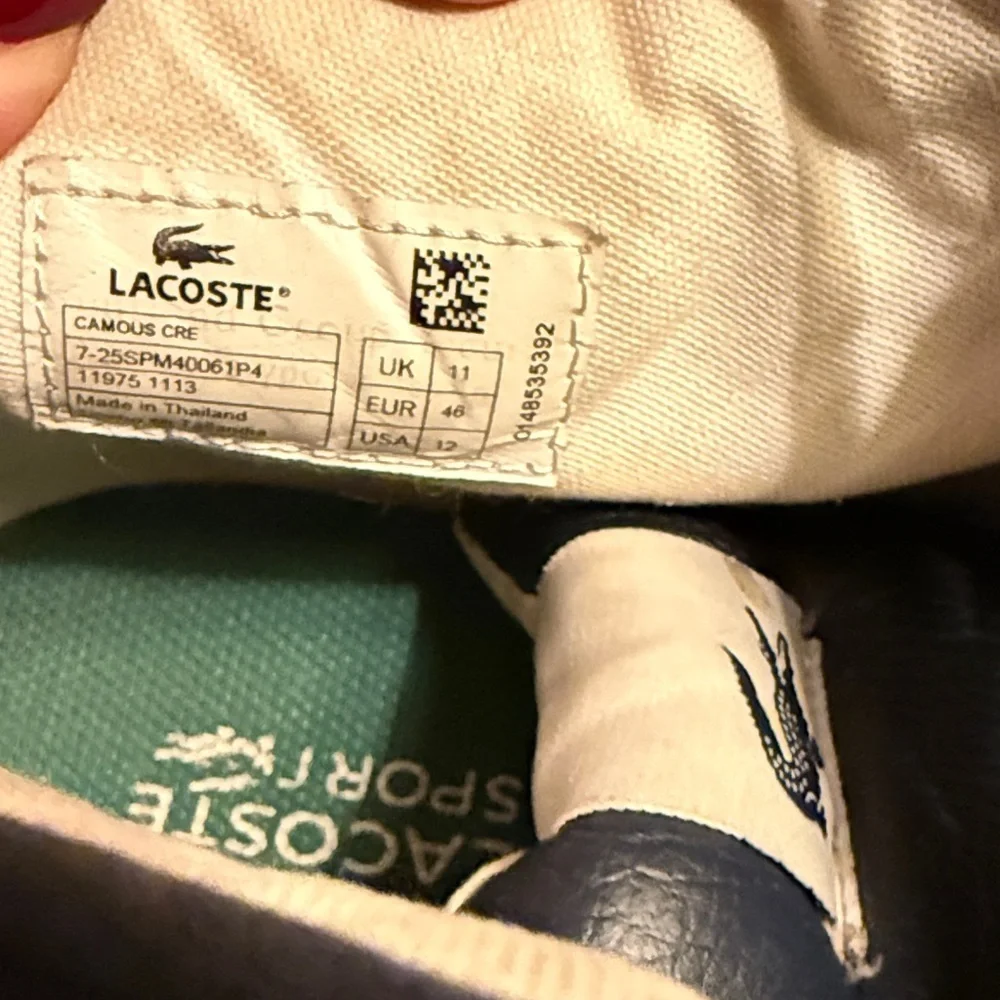 * LACOSTE * sport camous mid top leather navy white red, size 12